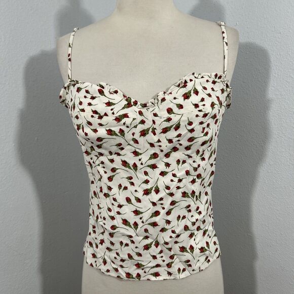 Reformation Crop Top Womens 10 Floral Cinched Babydoll 90s Y2k - Picture 1 of 9